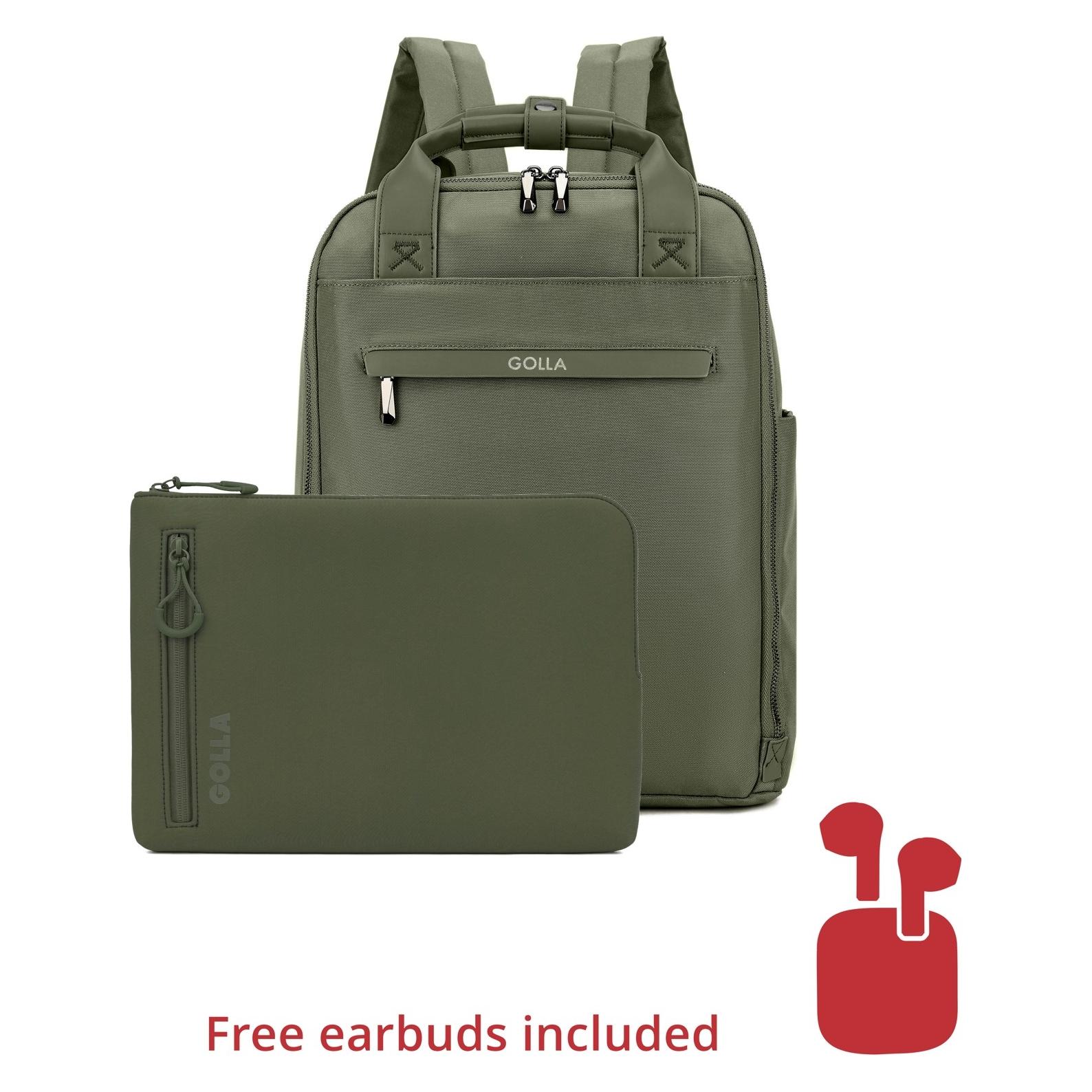 Golla Set aus Rucksack und Laptop-Sleeve 14 Zoll, Grün (76466)
