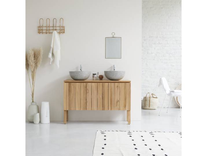 Waschtischunterschrank aus massivem Teakholz 120 cm Jill - Natur - Teak