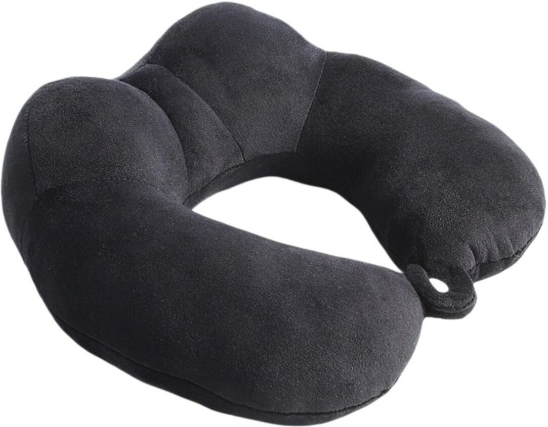 INF Hump Memory Foam U-förmiges Nackenkissen – Ergonomische 360° Halsunterstützung, Atmungsaktiver Memory-Schaum, Mehrfarbig Schwarz