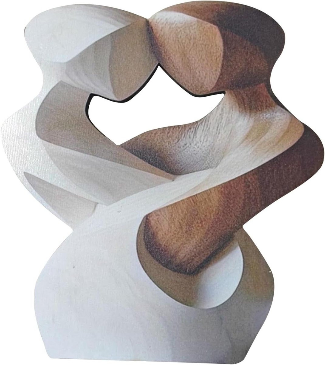 Houten Paarbeeld Wit - Abstracte Handgemaakte Decoratie - Lengte: 196 cm