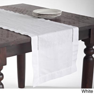 Saro Lifestyle Hemstitched Linen Blend Table Runner