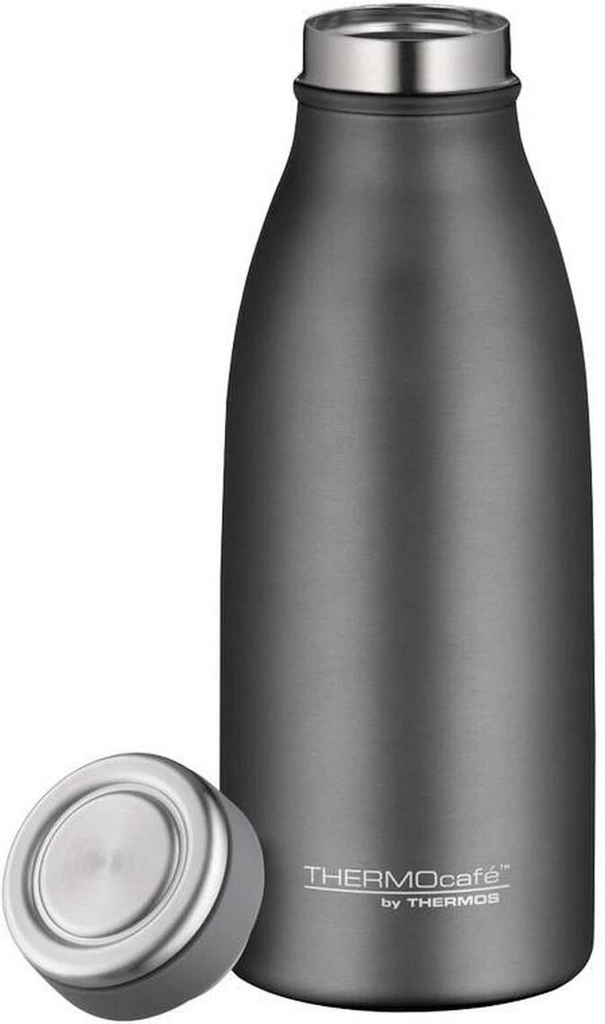 Isolierflasche THERMOS "TC 350 ml", grau, Trinkflaschen, 350ml, Edelstahl, Isolierflasche, gummierter Drehverschluss, absolut dicht bei Kohlensäure grau 350ml