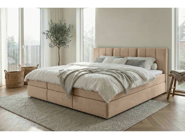 Lit continental type B 243 x 117 x 201cm Microfibre Wiam Beige
