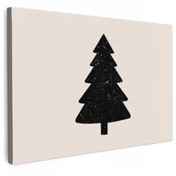 LEINWANDBILD Weihnachtsbaum - Schwarz - Urlaub - Beige Deko Schlafzimmer 30x20 cm