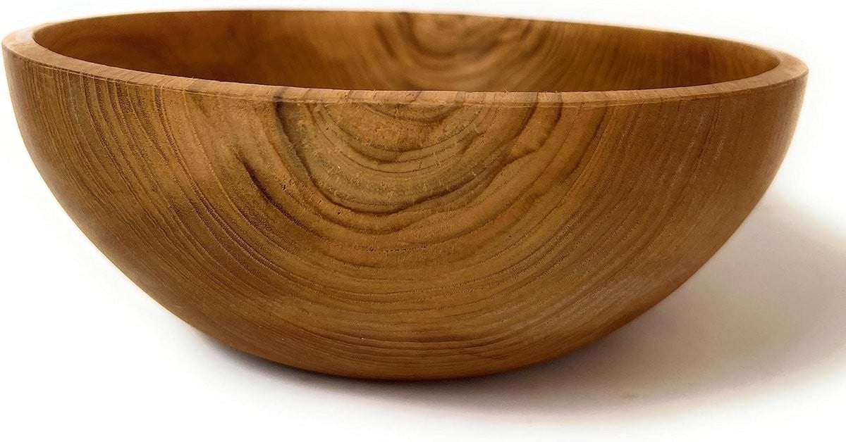 Ronde houten kom van teakhout - Diameter: 24 cm