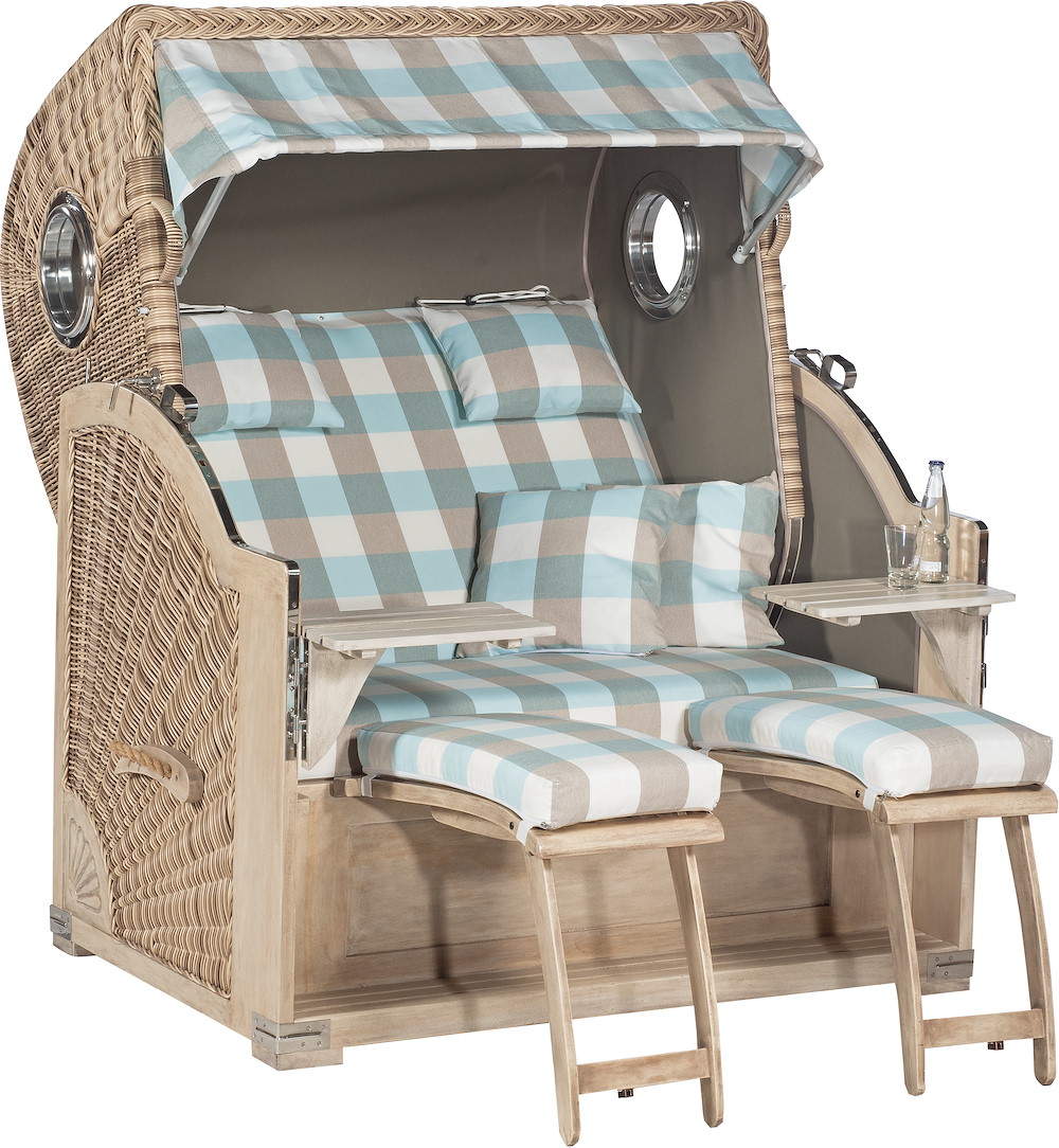 MUESING Strandkorb Rustikal 500 PLUS Comf.Bullaug.antikws.Stoff1212 16976965