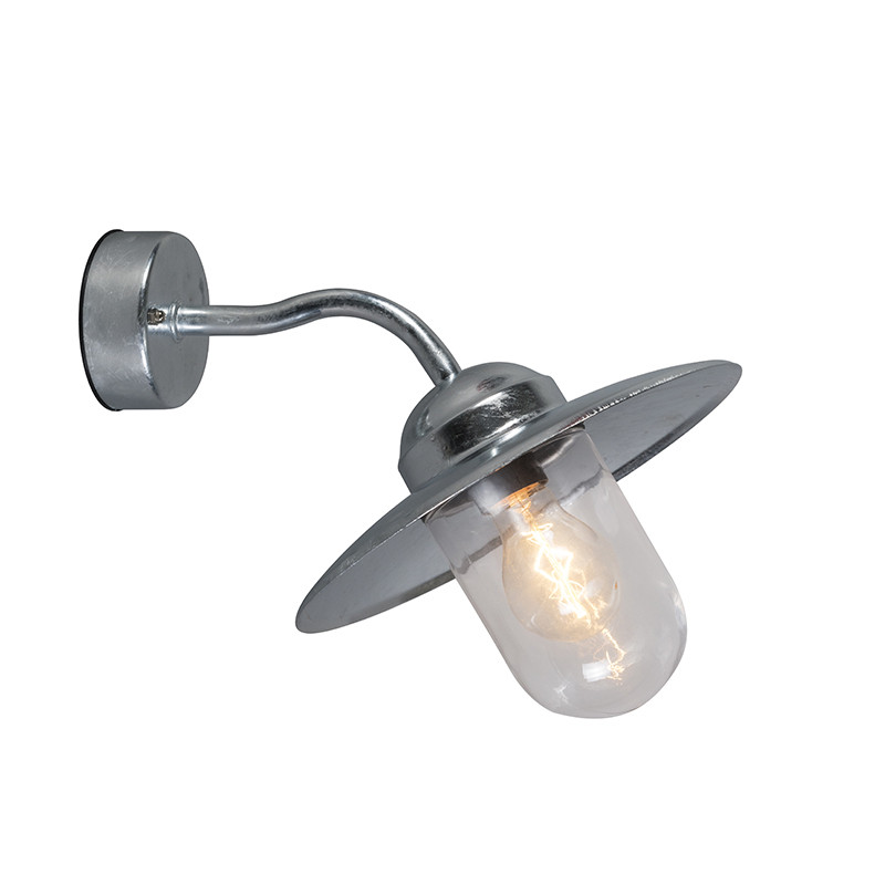 Qazqa Munich Buiten wandlamp in zilver en grijs met glas - IP44