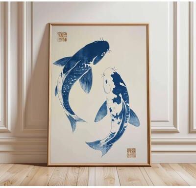 Inspire Select Japanese Crane Ukiyo e Canvas Wall Art Vintage Red Sun Oriental Poster 18 7.87 11.81 In unframed