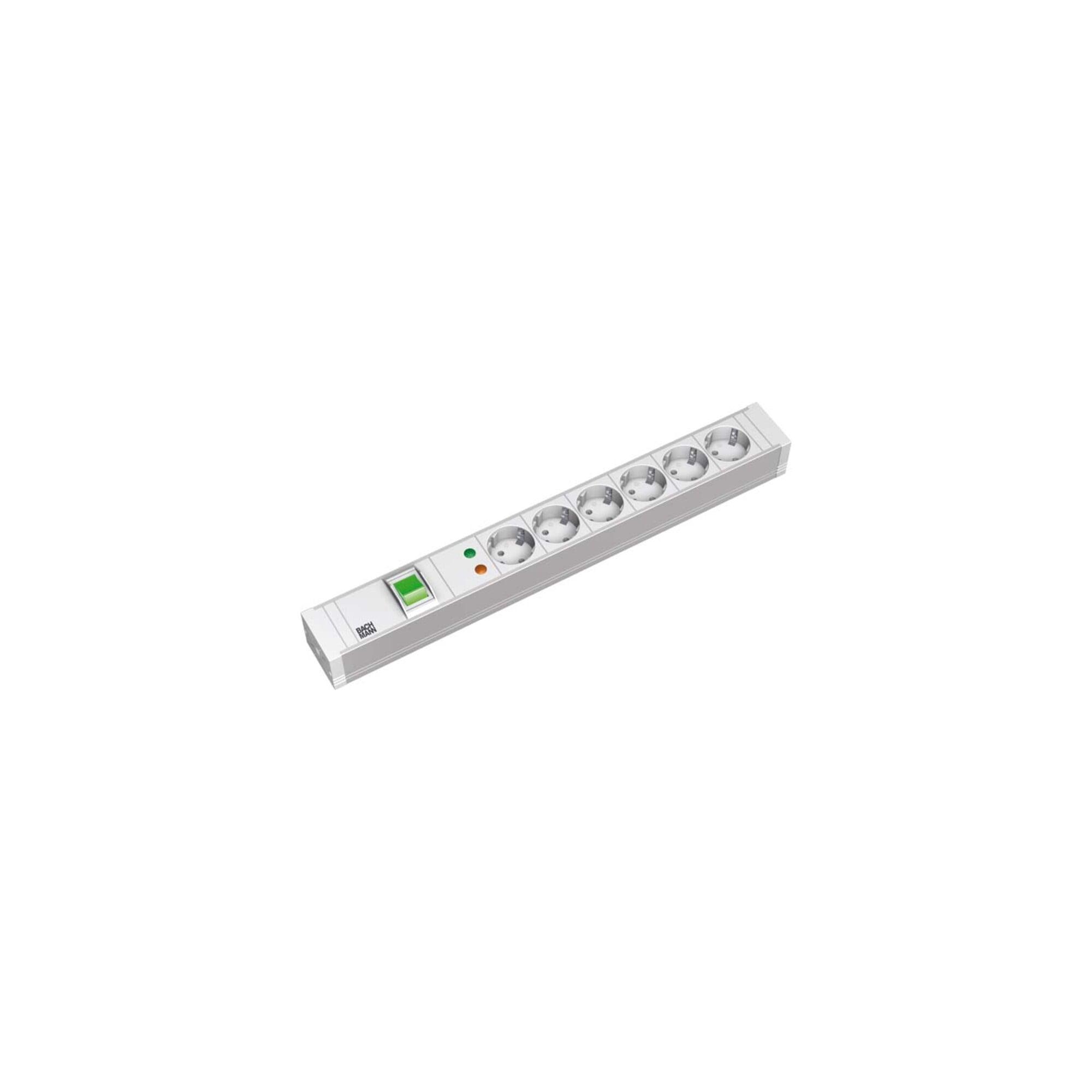 Bachmann 19Zoll Steckdosenleiste 6f PVC,1 Schalter,ÜSS 333.605)