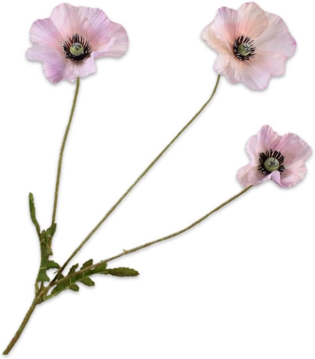 Kunstbloem Klaprozen Zijden Takken Roze Zalm - 74 cm