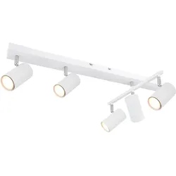 Deckenlampe Deckenstrahler weiß Leuchte weiß 5 flammig Spotleuchte beweglich, Spots flexibel, Metall, 5x GU10 Fassungen, LxBxH 70x35x17cm