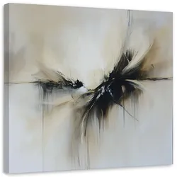 LEINWANDBILD Abstrakte beige-schwarze Farbeffekt 60x60cm