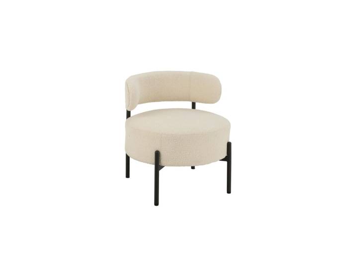 Fauteuil lounge en métal noir et bouclette blanc