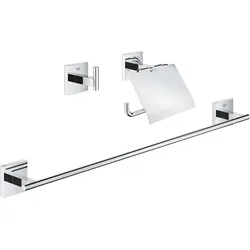 Grohe, Handtuchhalter + Handtuchhaken, Start Cube QuickFix Bad-Set 3 in 1, klebbar, chrom