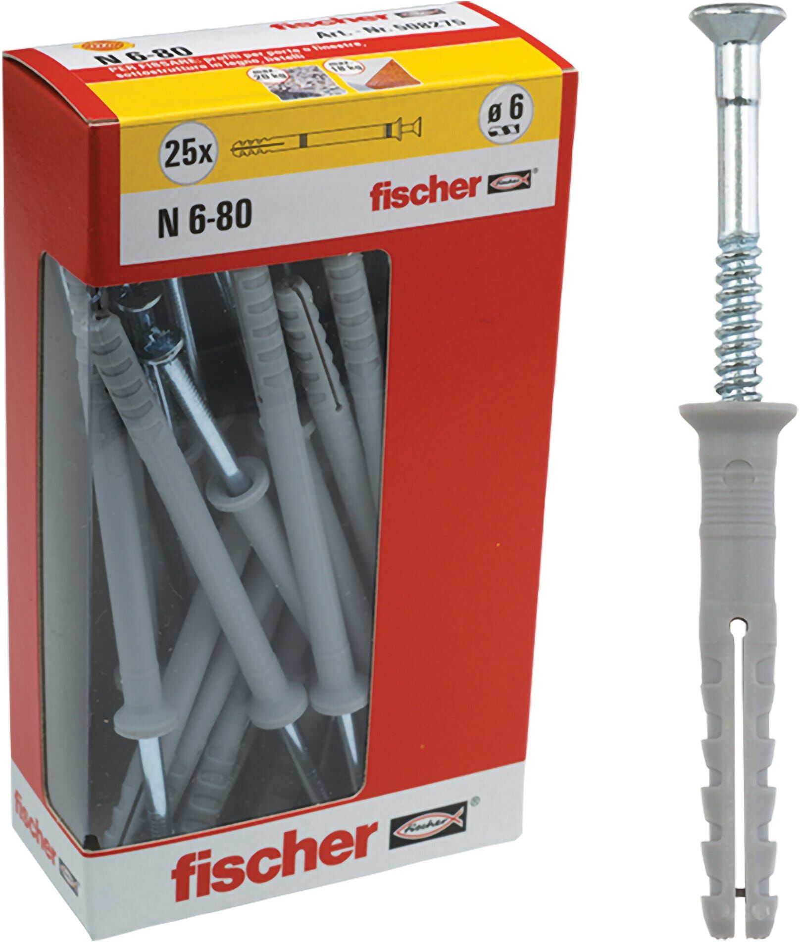 Fischer TASSELLI NYLON  N 5x50 mm 25 PEZZI CON VITE A PERCUSSIONE