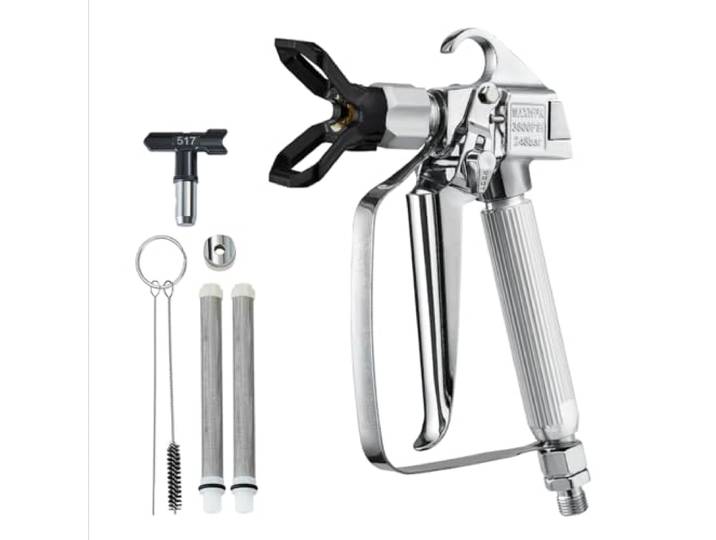 VEVOR Pistolet pulvérisateur de Peinture sans air\, Haute Pression 248 Bar\, avec Embout 517\, kit à Joint pivotant\, avec filtres\, Aiguille de Nettoyage et Brosse\, pour Machine de pulvérisation sans air
