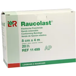 Lohmann & Rauscher Raucolast elastische Fixierbinde mit Webkanten, längselastisch - 1 Packung = 20 Stück, Maße: 8 cm x 4 m 20 St
