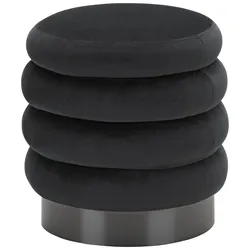 Hocker Lorraine aus Samt in Schwarz