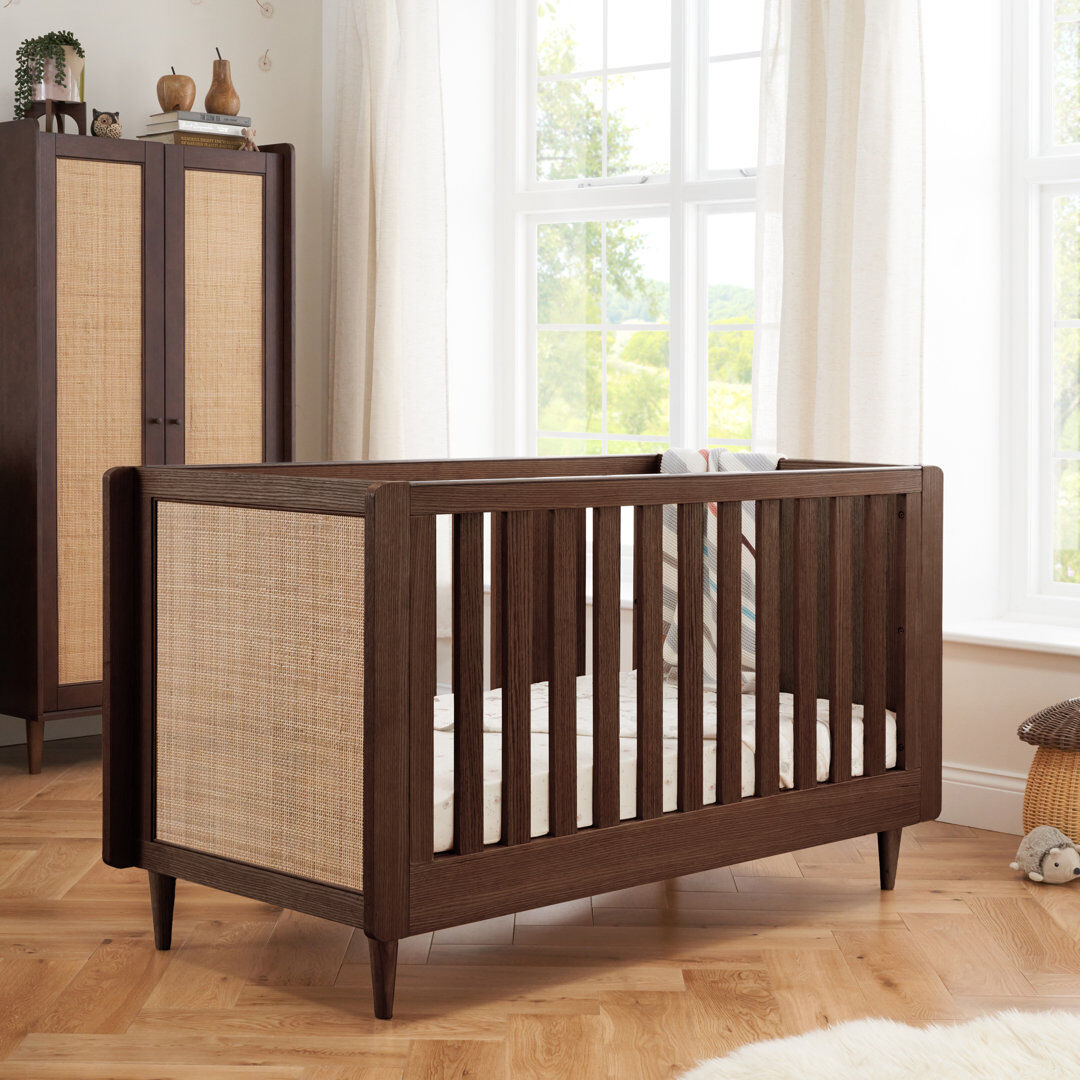 Tutti Bambini Japandi Cot Bed Warm Walnut Brown Standard