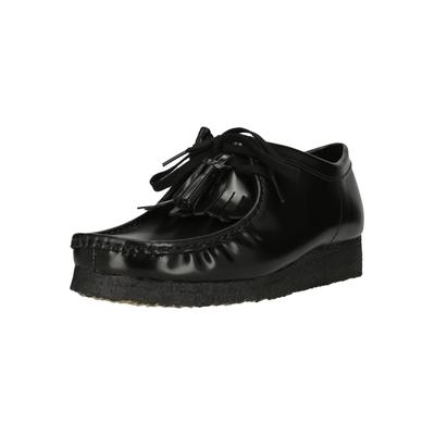 Schnürschuh CLARKS "Wallabee", Herren, Gr. 42, schwarz, Leder, Schuhe Schnürschuh, mit dekorativen Quasten