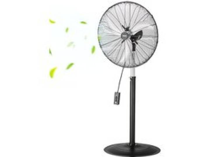 Ventilateur sur pied industriel 600 mm oscillant 85° 3 vitesses acier noir réglable en hauteur pour chambre salon bureau maison