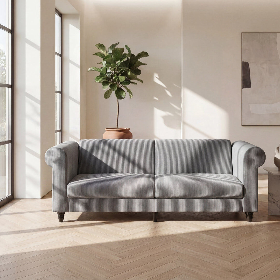 ClassicLiving 3 Seater Sofabed in Corduroy Grey 83cm H X 236cm W X 87cm D