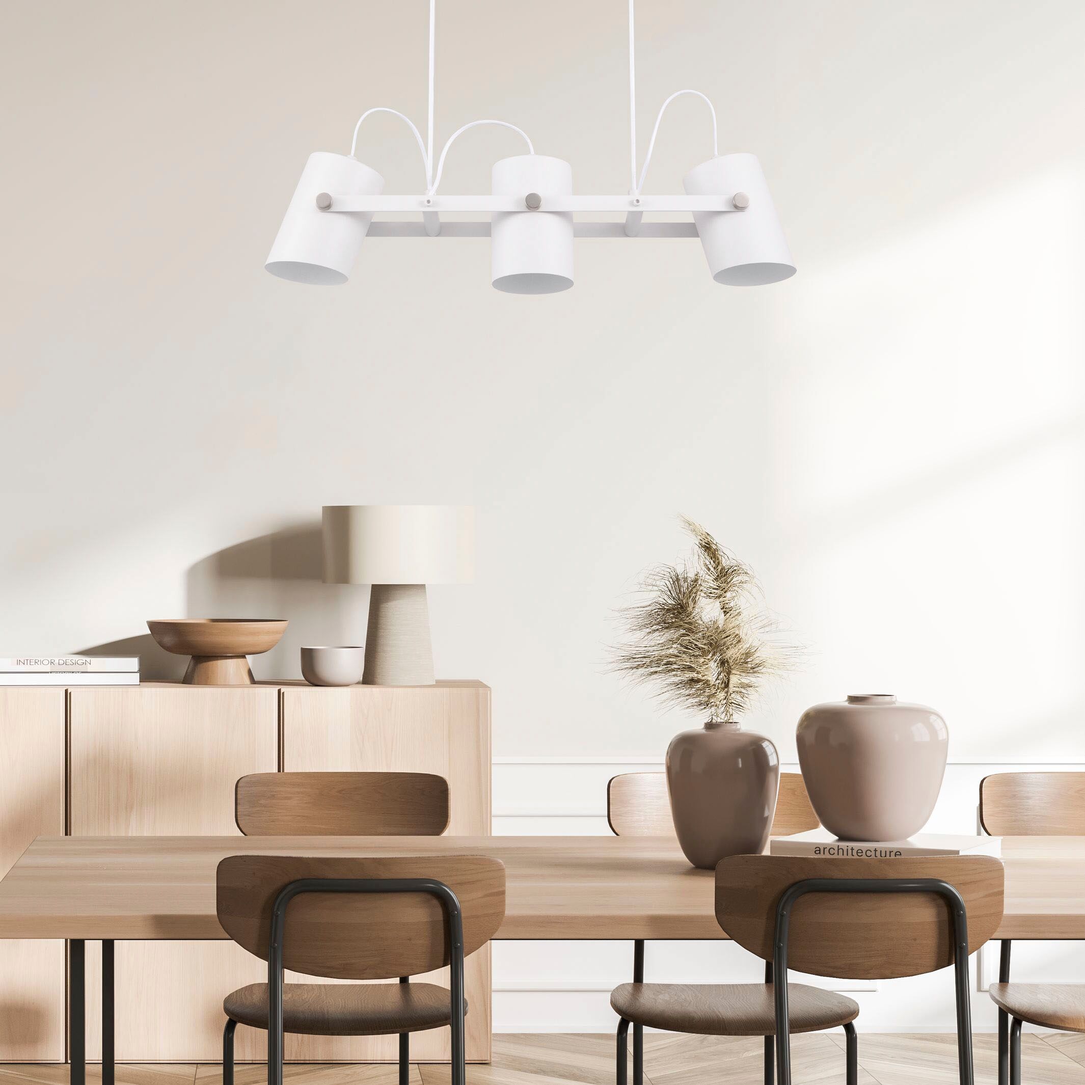 PACO HOME Pendelleuchte "KARL", weiß, 3, H: 20,7cm, Leuchten, mit kompatiblen Dimmer und Leuchtmittel, Pendelleuchte