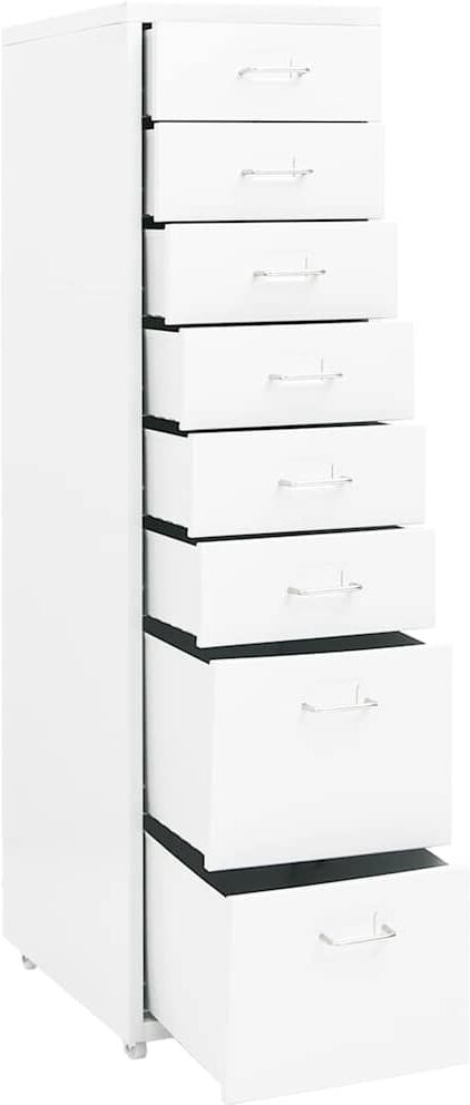vidaXL Classeur mobile Blanc 28x41x109 cm Métal