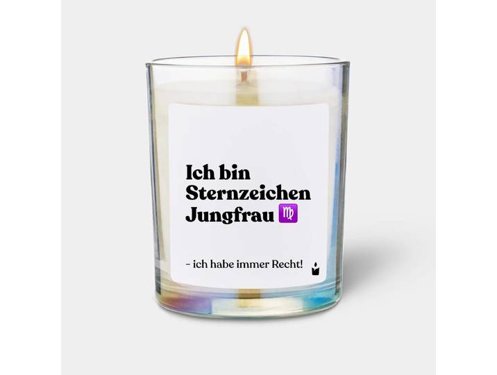 Duftkerze Rainbow Woody Ich bin Sternzeichen Jungfrau - ich habe immer Recht!