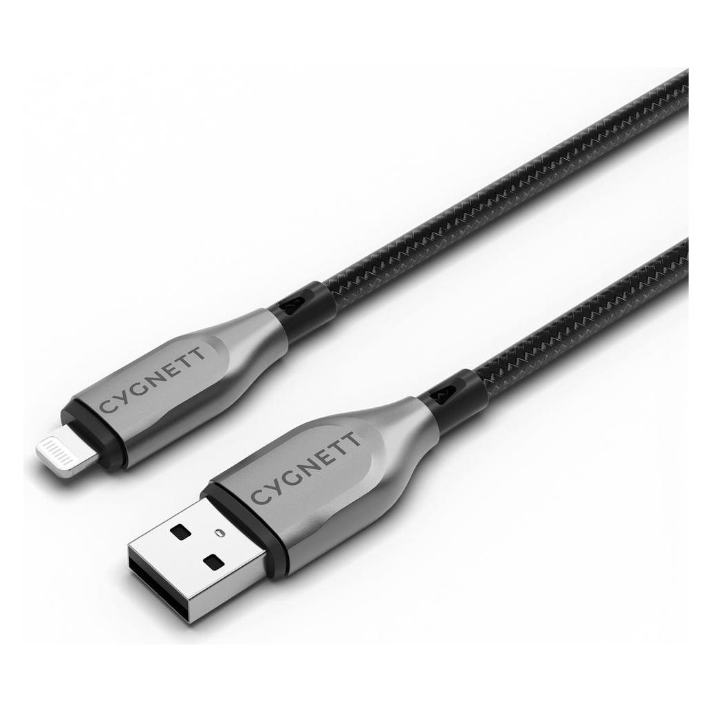 Cygnett Gepanzertes Lightning-auf-USB-A-Kabel, 12 W (1 m, schwarz) (1 m, USB 2.0, 12 W) (CY-CY4658PCCAL)