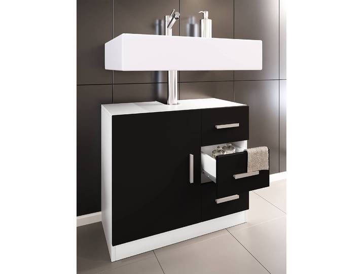 Meuble sous lavabo Zalo III 63 x 56 x 30cm Blanc/Noir/Blanc