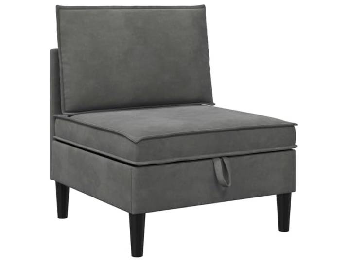 IBUQDDV Mittels Sofa mit Stauraum Dunkelgrau Samt Integrierte Fächer, Samt-Finish, Sperrholzrahmen, schaumgefüllte Kissen, abnehmbar mit Klappenverschluss