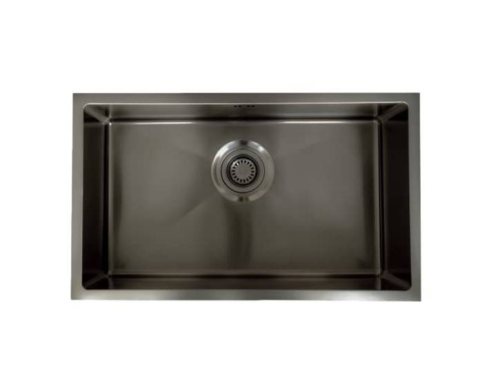 Essebagno Luisa Spüle 1 großes Becken allein 76x45 aus Edelstahl grau gun metal