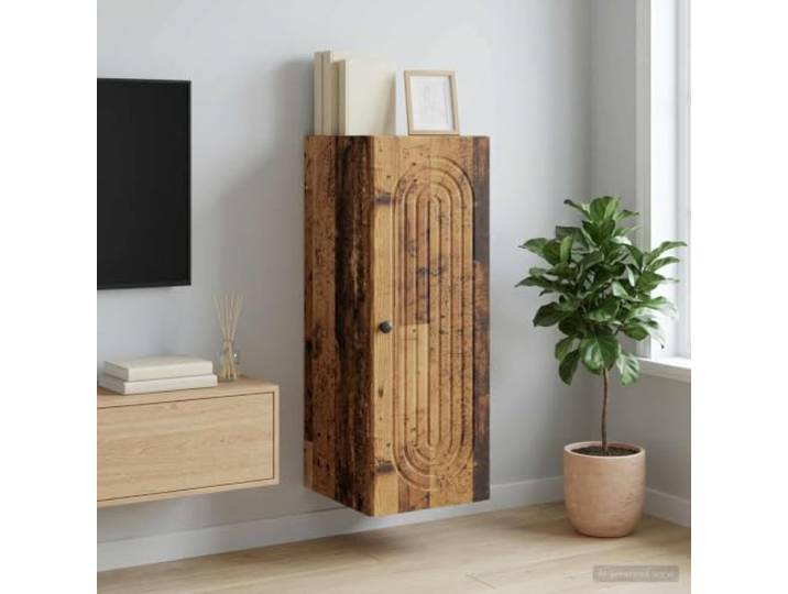 GPWERSDF Wandschrank Altholz 33 x 34,5 x 90 cm Holzwerkstoff Vintage-Design, Pendeltüren mit Scharnier, wandmontierte Konstruktion, vielseitiger Stauraum, Holzwerkstoff-Bauweise