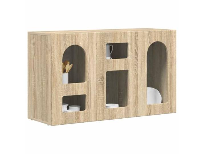 KTHLBRH Sideboard ELST Sonoma Eiche 100 x 35 x 59 cm Mehrschichtholz 5 Etagen, großer Stauraum, leicht zu reinigende Oberfläche, für Esszimmer oder Wohnzimmer