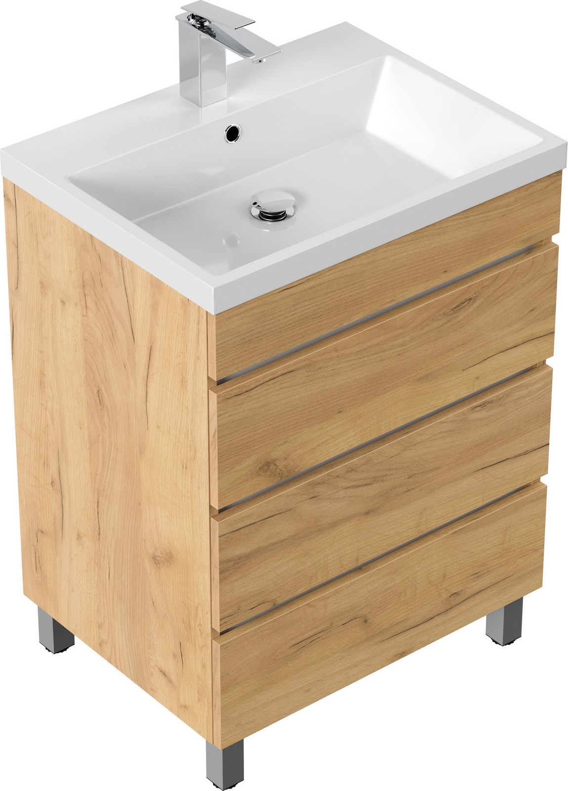 Posseik Wastafelmeubel Fellini 70, Eikenhout met Gouden Afwerking, Bruin