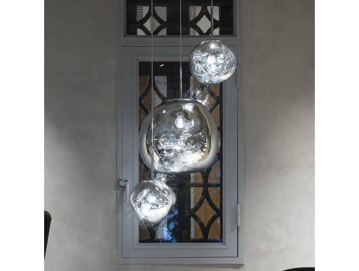 Design hanglamp Melt Mini, dimbaar, chroom / zilver, Woon-/ Eetkamer, Kunststof, Design, hanglamp
