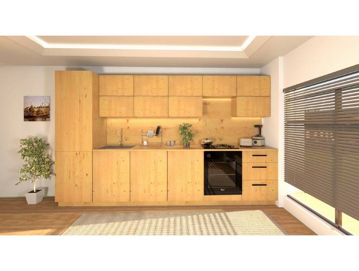 ROYAL24_MARKT Küchenzeile Nexa KÜ-LN-002 – 360 cm – Moderne Küchenzeile mit optimalem Stauraum, (Komplett Set), Edles Design - Top Material - Hochwertig