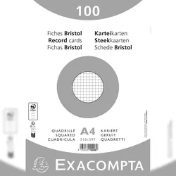 Exacompta 10206E 10x Karteikarten kariert DIN A4 100 St eingeschweißt - Weiß