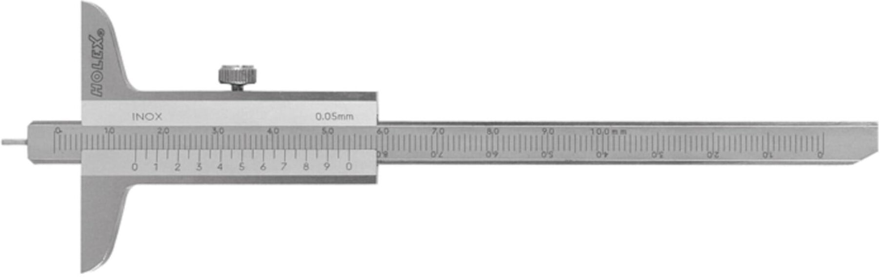 Holex Tiefenmessschieber Messbereich 100 mm Querschnitt Messschiene aus Edelstahl mit Nonius, 418000 100)