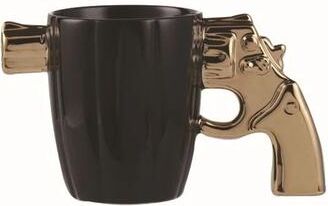 Uplift Essentials Creative 3D Revolver Modeling Ceramic Coffee Mug gold