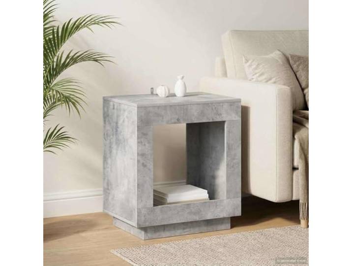 Beistelltisch, Betongrau, 60 x 40 x 65 cm, Ingenieurholz Offene Aufbewahrung, rechteckige Form, minimalistisches Design, vielseitig einsetzbar, glatte Oberfläche