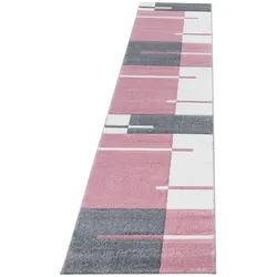 Teppich Schlafzimmer Karo Elegant Waschbar Strapazierfähig Wohnzimmer Esszimmer Pflegeleicht Läufer Pink 80x300 cm – MONZA von Kadima Design
