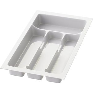 Sossai Besteckkasten Divio, weiß, aus Kunststoff, für Schublade, 4 Fächer, 23 x 43 cm