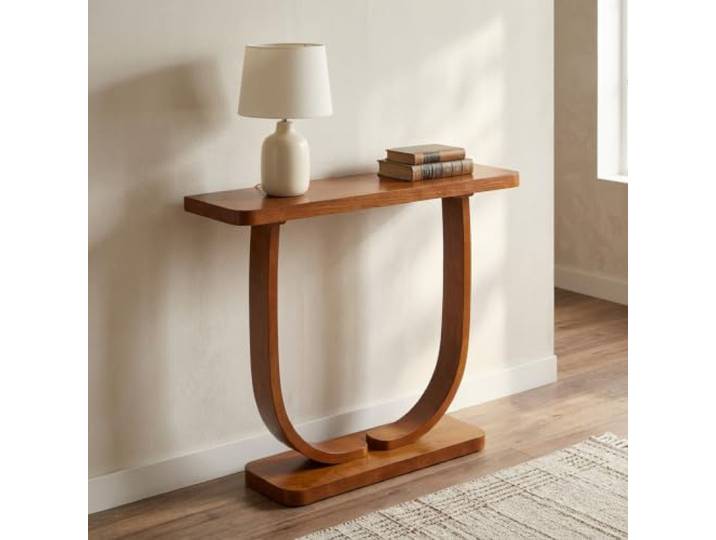 Schmaler Konsolentisch aus Massivholz, Flurtisch mit stabiler Ablage Massivholz, schmales Design, Eingangstisch, stabil, platzsparend(Light Walnut,39.4in(100cm))