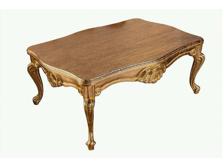 JVmoebel Couchtisch Barock Rokoko Tisch in Gold mit rechteckiger Form, Made in Europa
