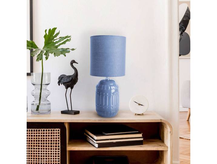 Näve Tischlampe Erida, blau, für Wohn- / Esszimmer, Keramik, Tischlampe