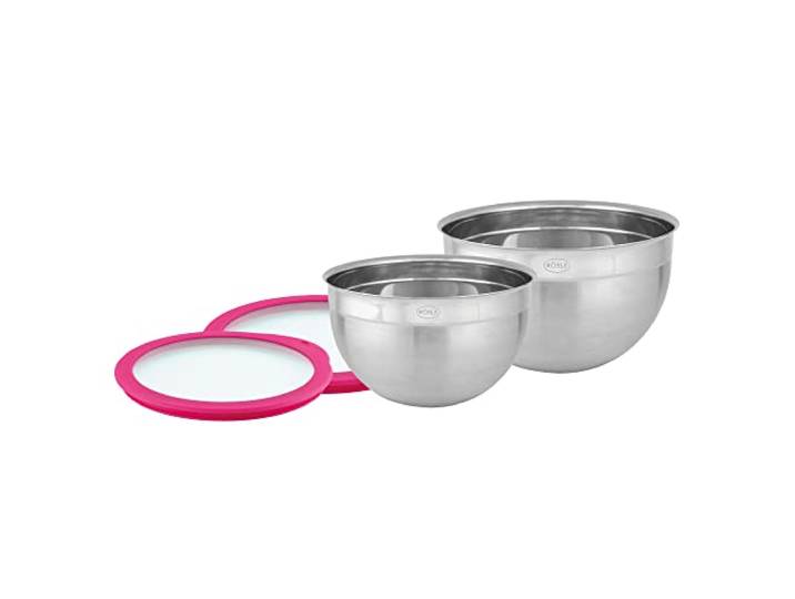 RÖSLE Schüssel-Set 2-tlg. mit Frischhaltedeckel, Pink Charity, 20/24 cm