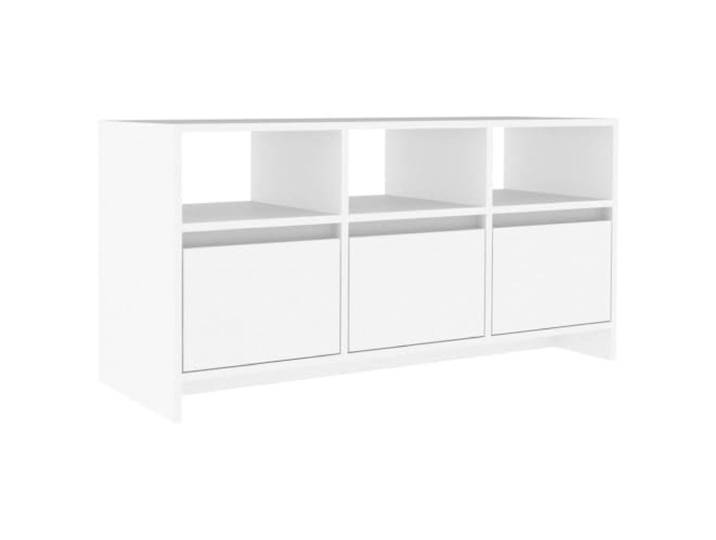 KGFHERENB TV-Schrank Weiß Lowboard Fernsehtisch 102x37,5x52,5 cm Praktische Medienkonsole fürs Schlafzimmer mit 3 Schubladen und 3 offenen Fächern für geordnete Konsolen und Zubehör.