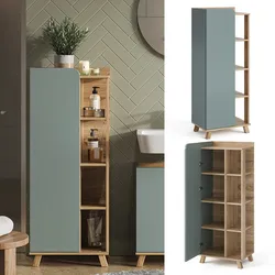 Vicco Midischrank Karen Sonoma Mintgrün 50 x 128 cm Tür offene Fächer